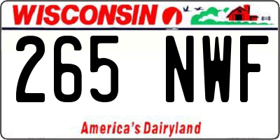 WI license plate 265NWF