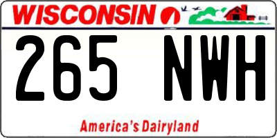WI license plate 265NWH