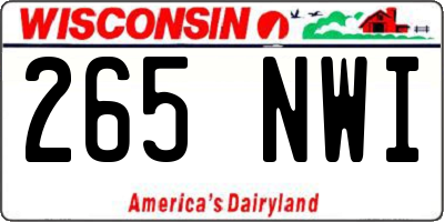 WI license plate 265NWI