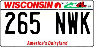 WI license plate 265NWK