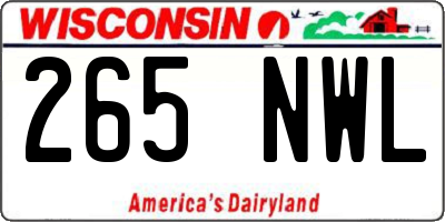 WI license plate 265NWL