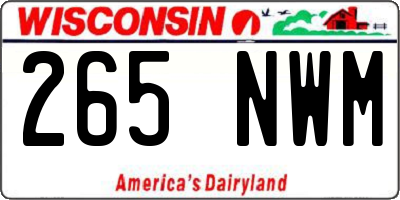 WI license plate 265NWM