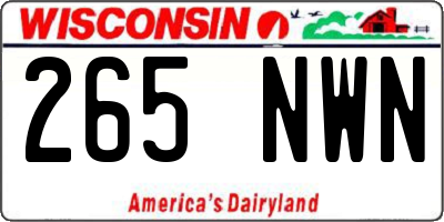 WI license plate 265NWN