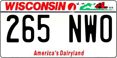 WI license plate 265NWO