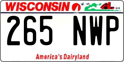 WI license plate 265NWP