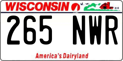 WI license plate 265NWR