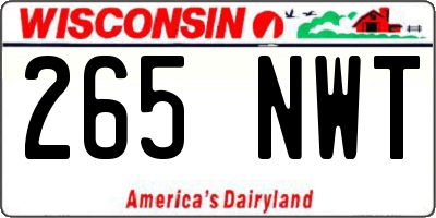 WI license plate 265NWT