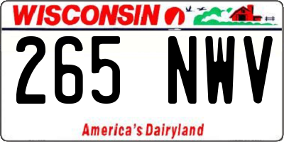WI license plate 265NWV