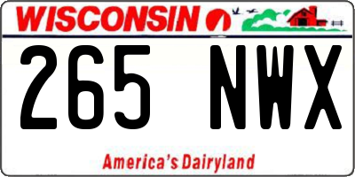 WI license plate 265NWX