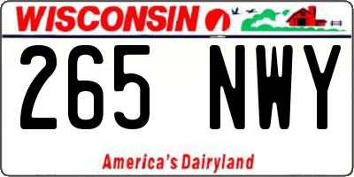 WI license plate 265NWY