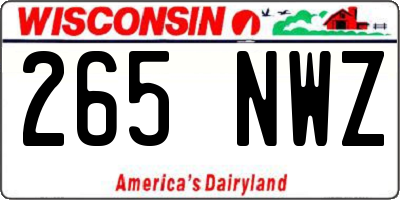 WI license plate 265NWZ