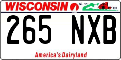 WI license plate 265NXB