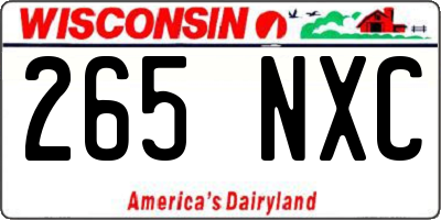 WI license plate 265NXC