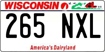 WI license plate 265NXL