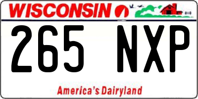 WI license plate 265NXP