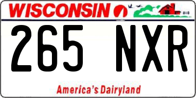 WI license plate 265NXR