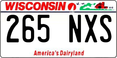WI license plate 265NXS