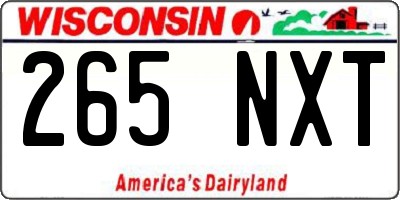 WI license plate 265NXT