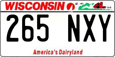WI license plate 265NXY