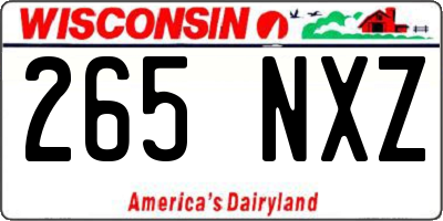 WI license plate 265NXZ