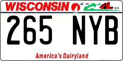 WI license plate 265NYB