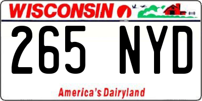 WI license plate 265NYD