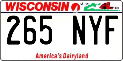 WI license plate 265NYF