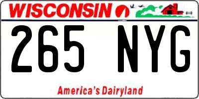 WI license plate 265NYG
