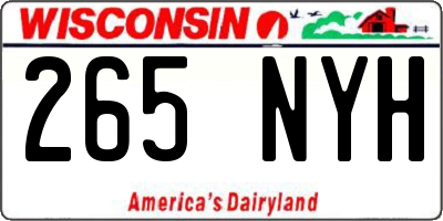 WI license plate 265NYH