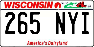 WI license plate 265NYI