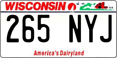 WI license plate 265NYJ