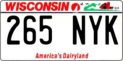 WI license plate 265NYK