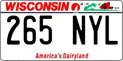 WI license plate 265NYL