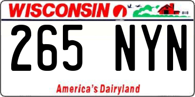 WI license plate 265NYN