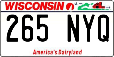 WI license plate 265NYQ