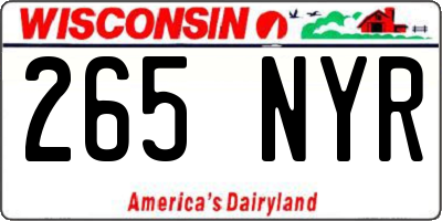 WI license plate 265NYR