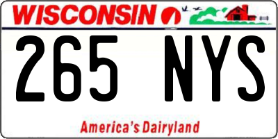 WI license plate 265NYS