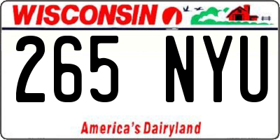 WI license plate 265NYU