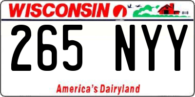 WI license plate 265NYY