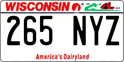 WI license plate 265NYZ
