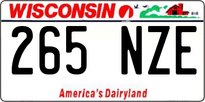 WI license plate 265NZE