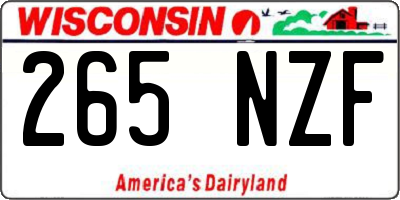 WI license plate 265NZF