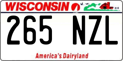 WI license plate 265NZL