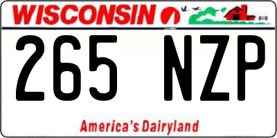 WI license plate 265NZP