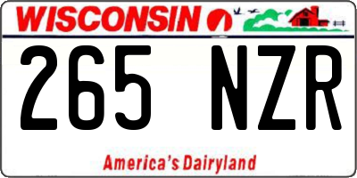 WI license plate 265NZR