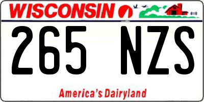 WI license plate 265NZS