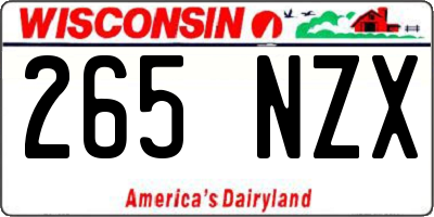 WI license plate 265NZX