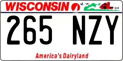 WI license plate 265NZY