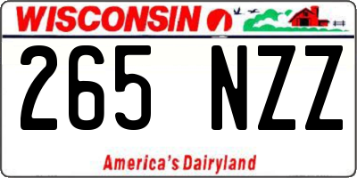WI license plate 265NZZ