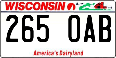 WI license plate 265OAB